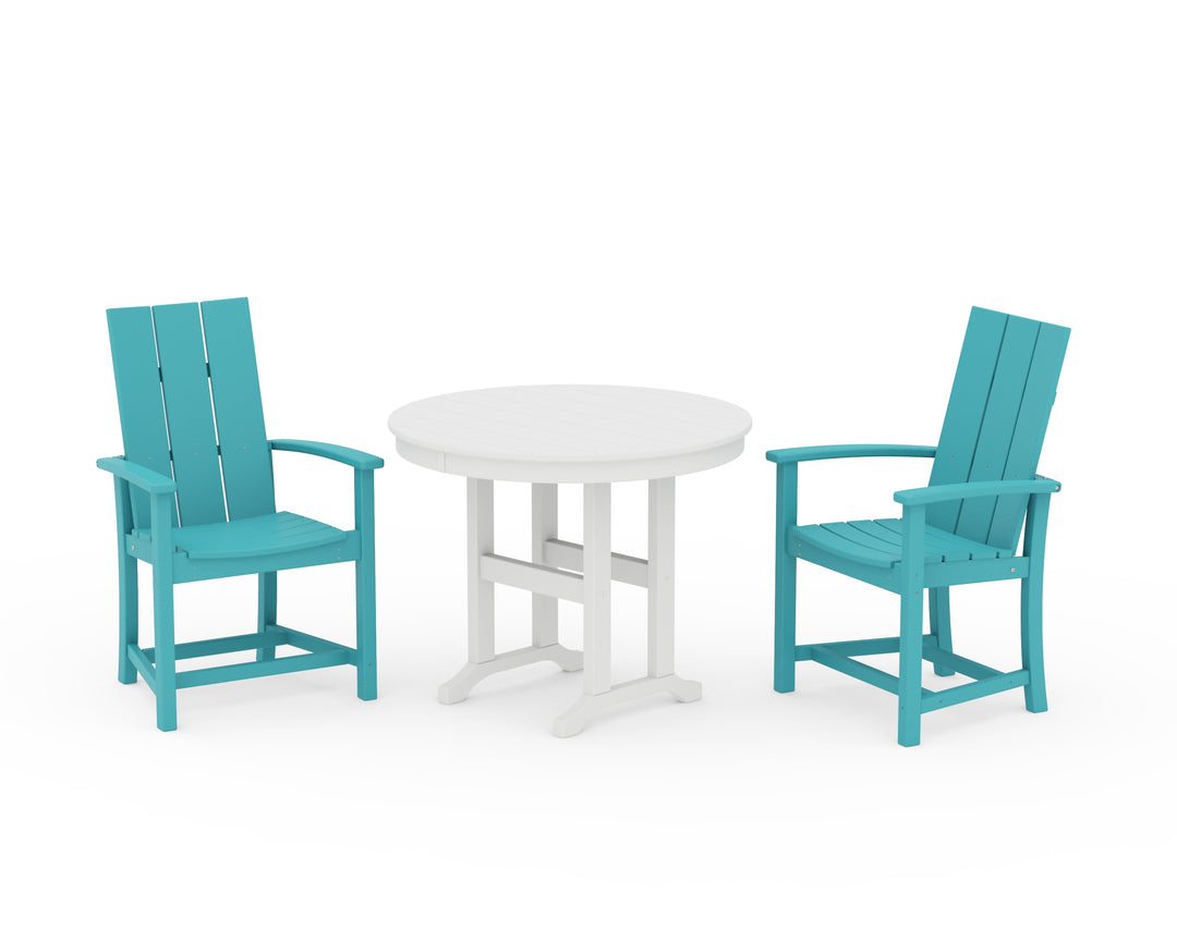 POLYWOOD® Modern Adirondack 3-Piece Round Farmhouse Dining Set