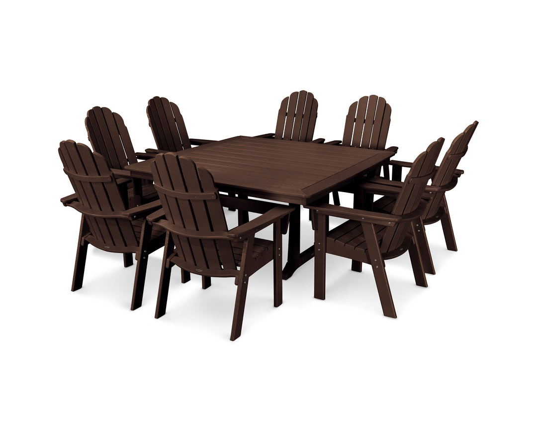 POLYWOOD® Vineyard Curveback Adirondack 9-Piece Nautical Trestle Dining Set