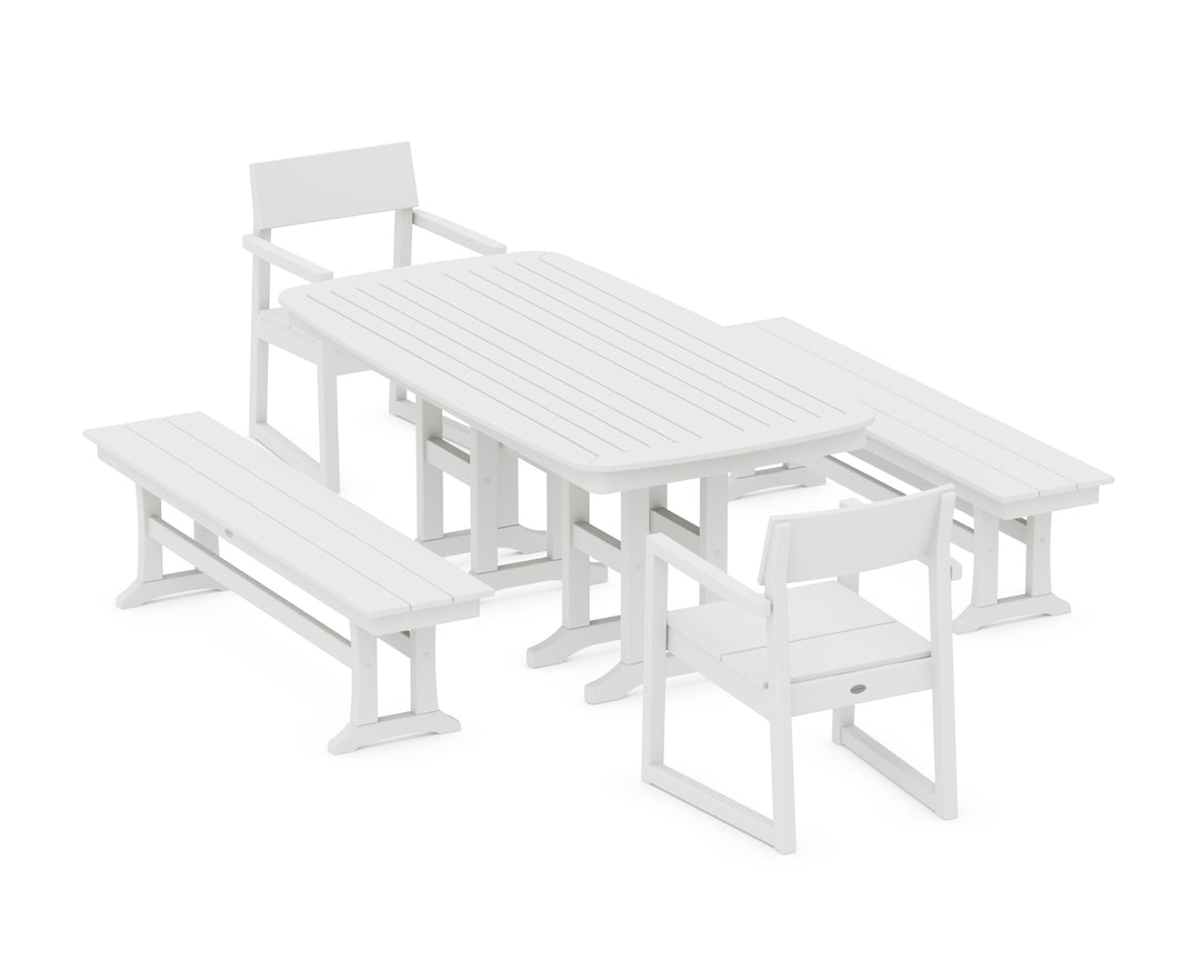 POLYWOOD® EDGE 5-Piece Dining Set with Benches