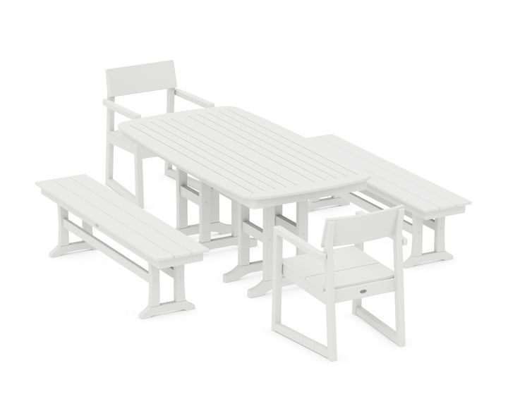 POLYWOOD® EDGE 5-Piece Dining Set with Benches