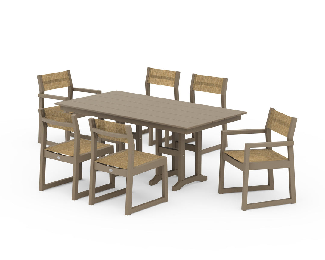 POLYWOOD® EDGE Sling 7-Piece Farmhouse Dining Set