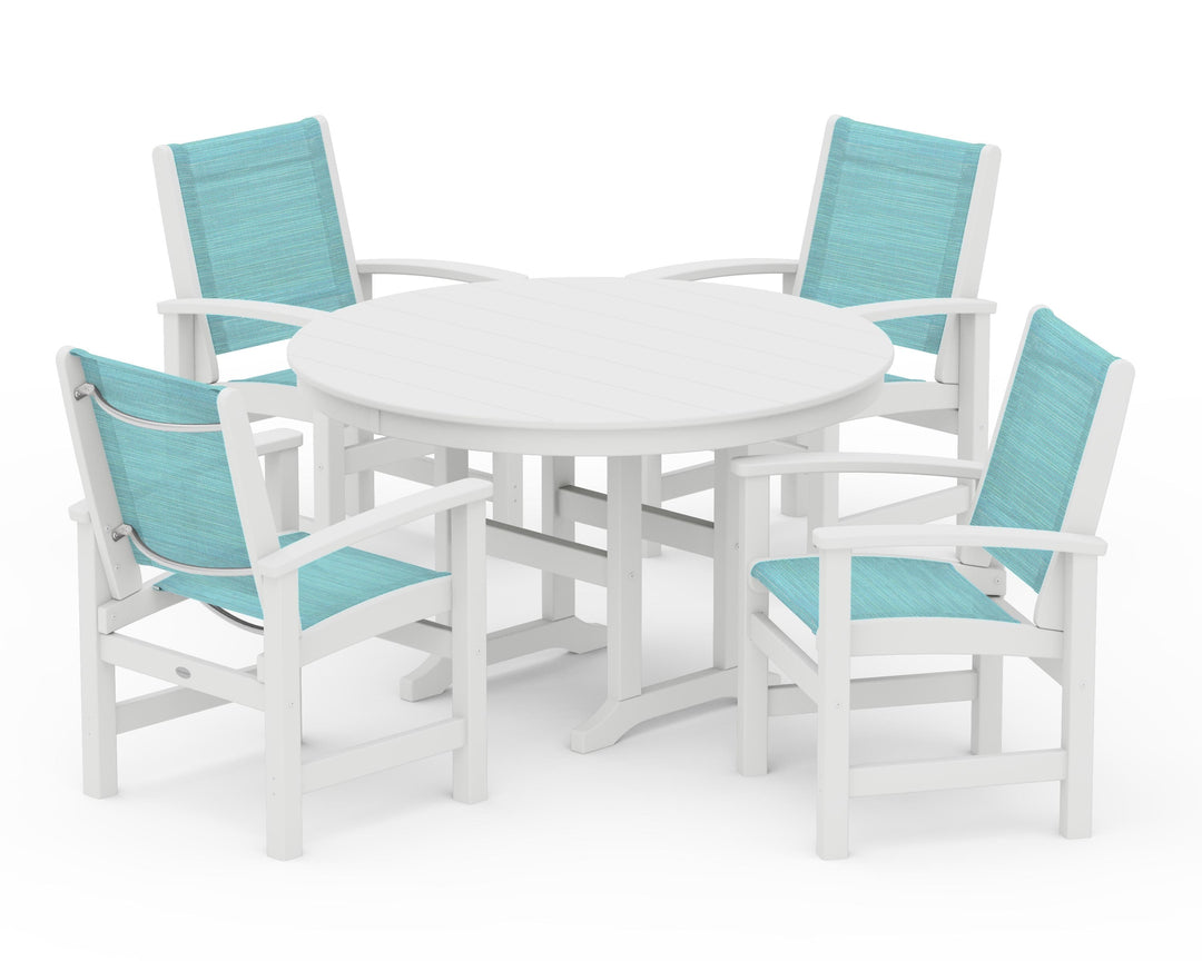 POLYWOOD® Coastal 5-Piece Round Farmhouse Dining Set