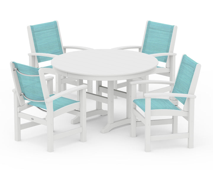 POLYWOOD® Coastal 5-Piece Round Farmhouse Dining Set