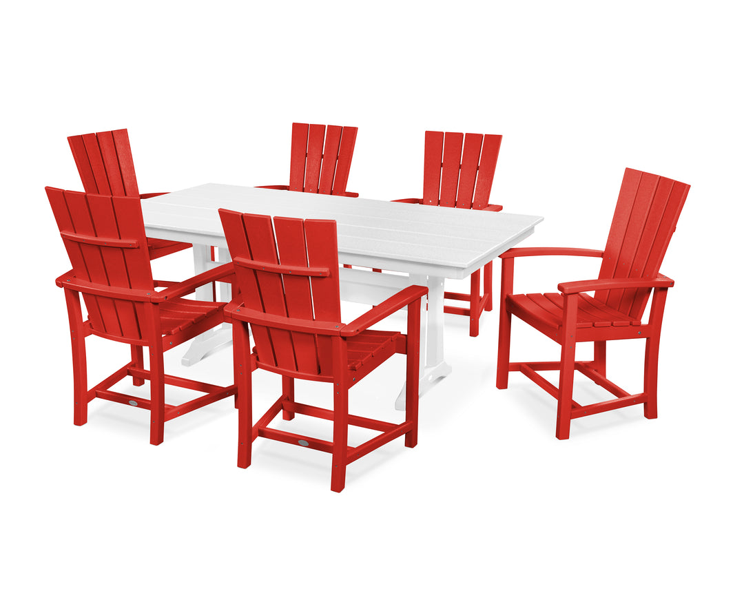 POLYWOOD® Quattro 7-Piece Farmhouse Dining Set with Trestle Legs