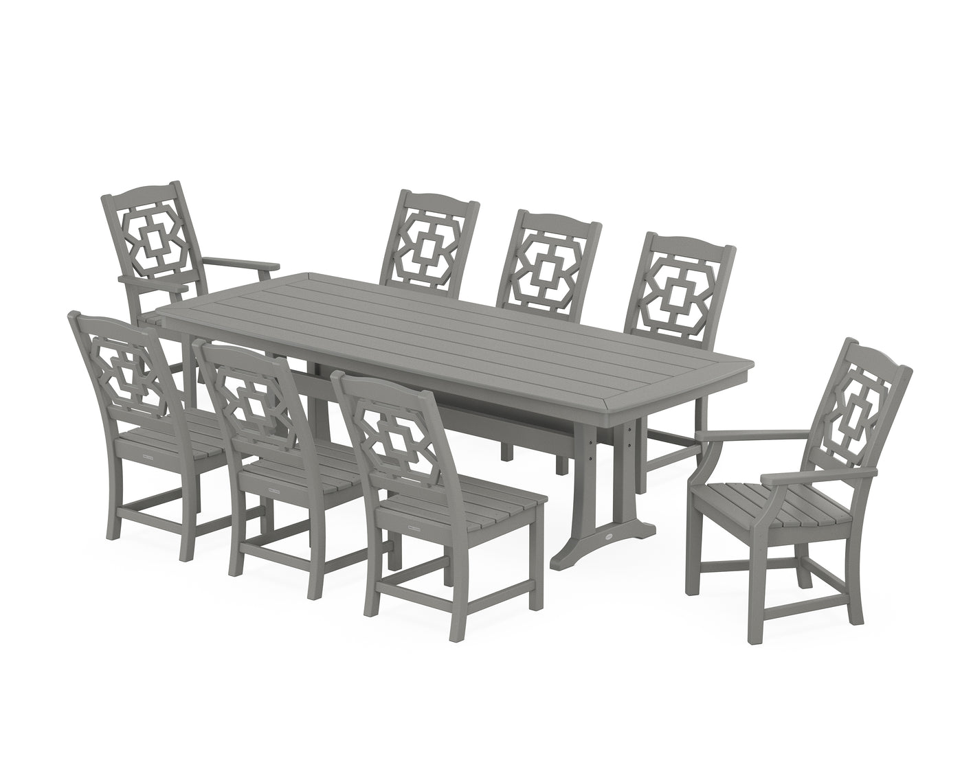 Chinoiserie 9-Piece Dining Set with Trestle Legs