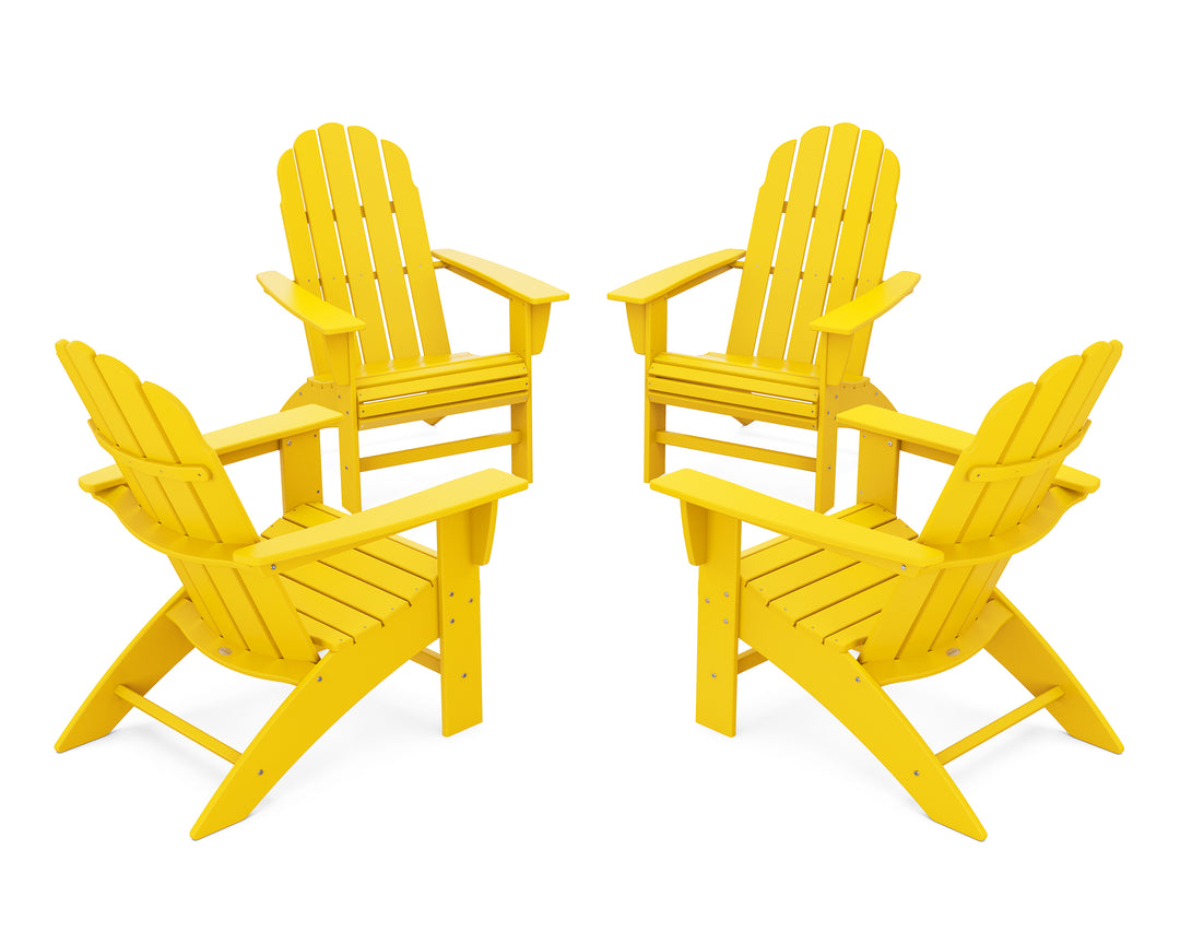 POLYWOOD® 4-Piece Vineyard Curveback Adirondack Chair Conversation Set