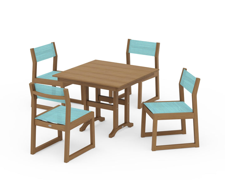 POLYWOOD® EDGE Sling Side Chair 5-Piece Farmhouse Dining Set