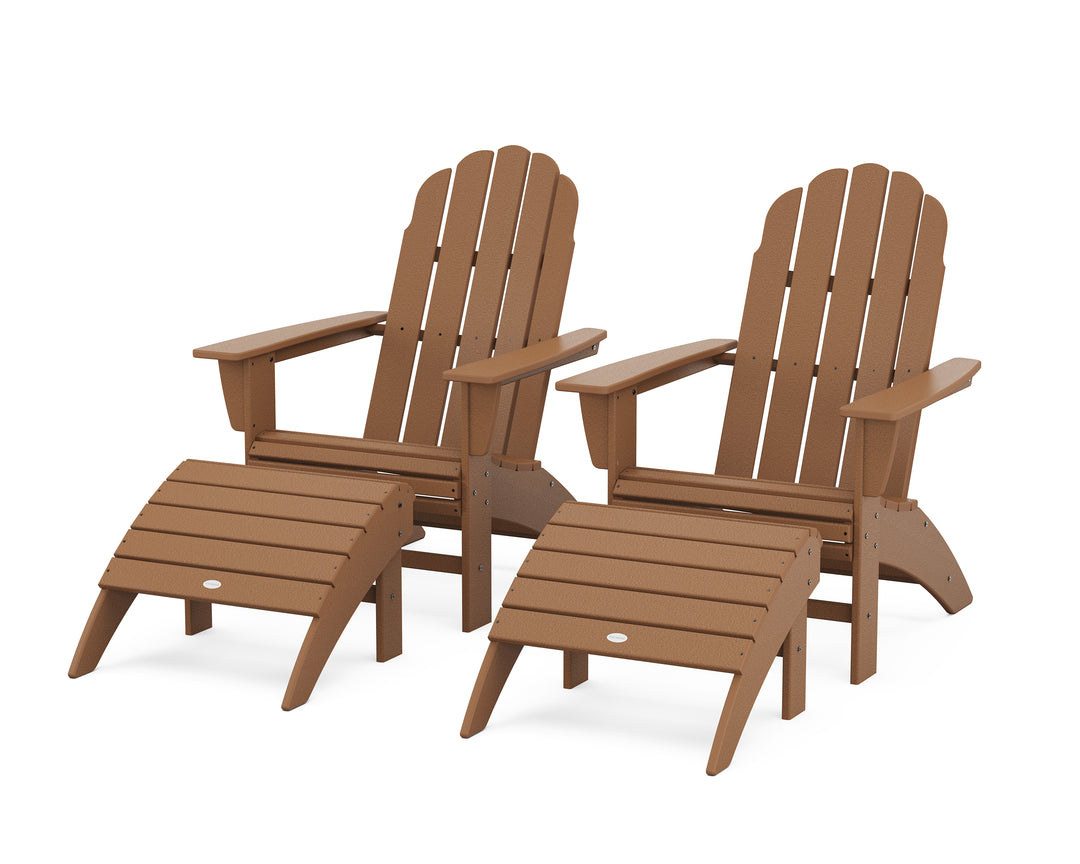 POLYWOOD® Vineyard Curveback Adirondack Chair 4-Piece Set with Ottomans