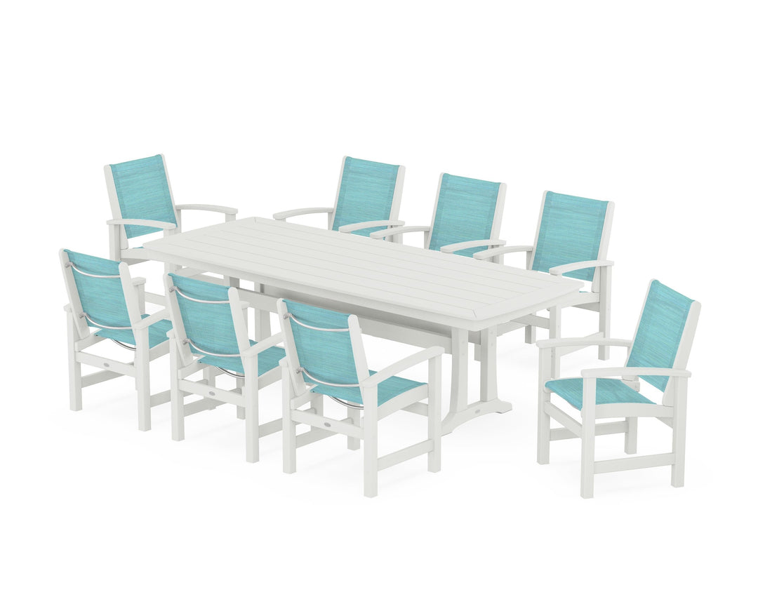 POLYWOOD® Coastal 9-Piece Dining Set with Trestle Legs