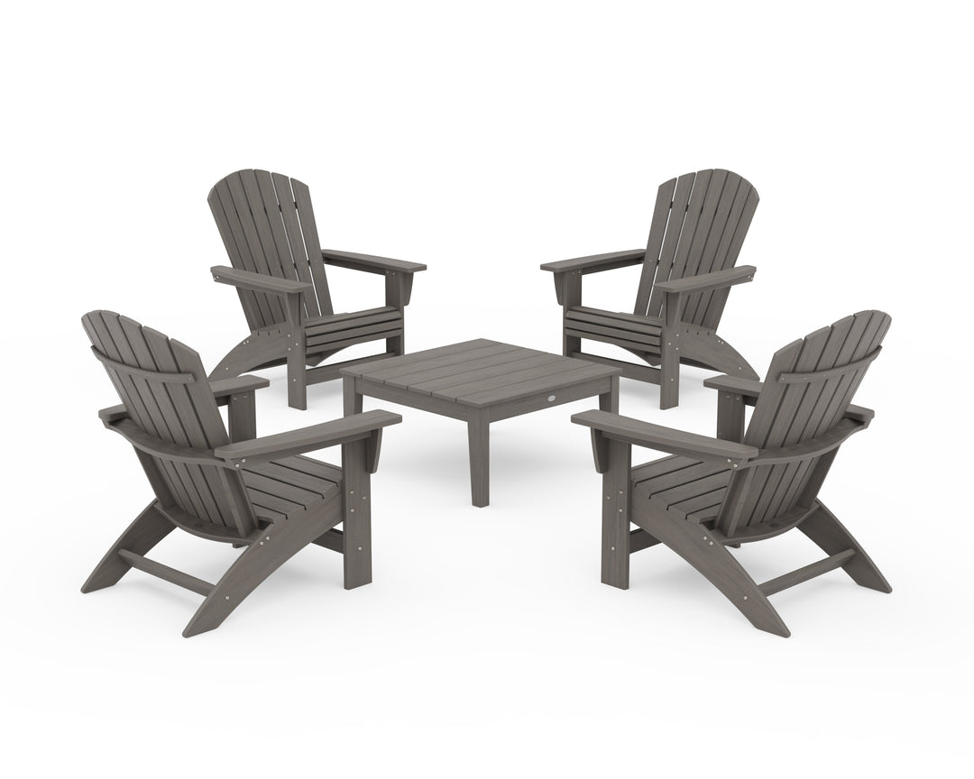 POLYWOOD® 5-Piece Nautical Grand Adirondack Chair Conversation Group