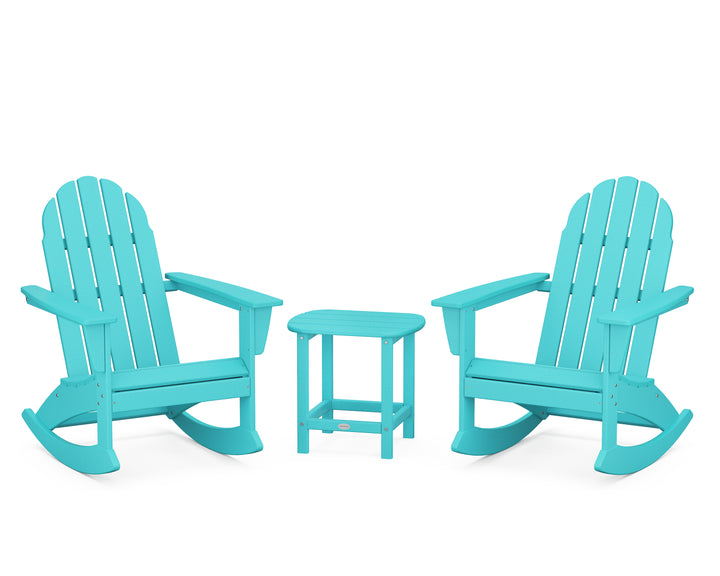 POLYWOOD® Vineyard 3-Piece Adirondack Rocking Chair Set with South Beach 18" Side Table