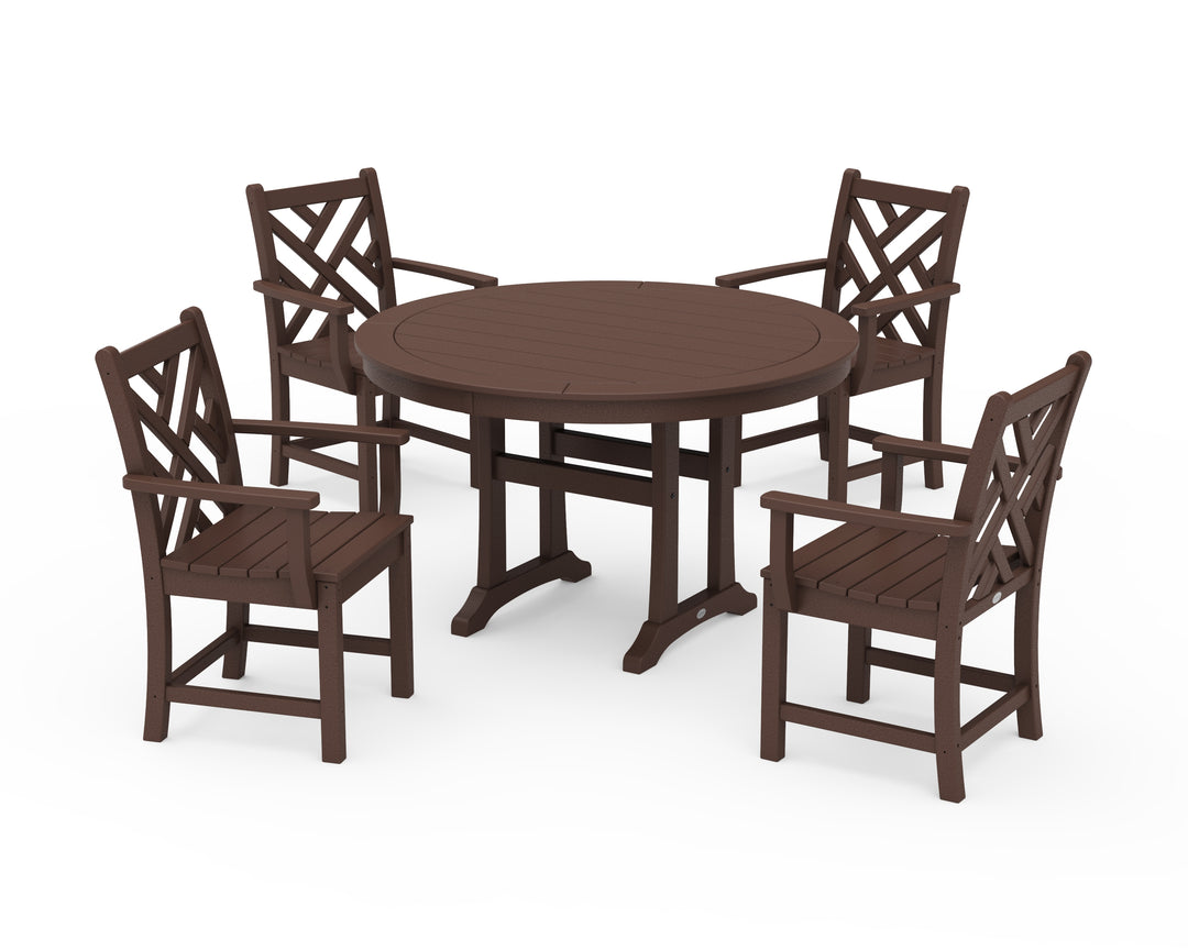 POLYWOOD® Chippendale 5-Piece Nautical Trestle Dining Arm Chair Set