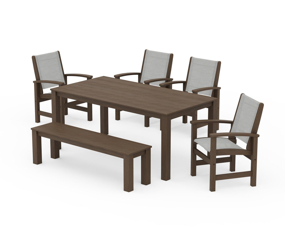 POLYWOOD® Coastal 6-Piece Parsons Dining Set with Bench
