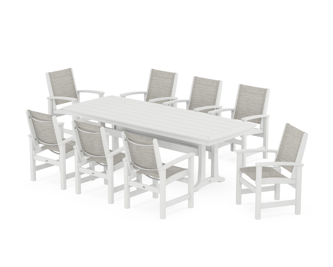 POLYWOOD® Coastal 9-Piece Dining Set with Trestle Legs