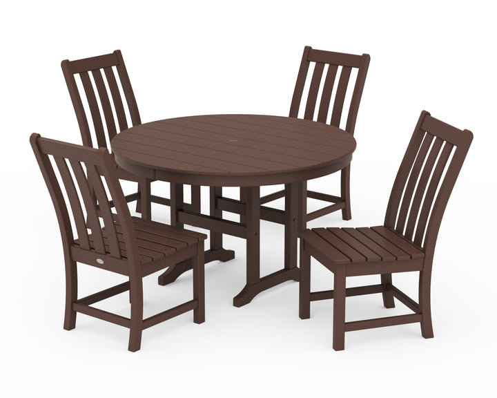 POLYWOOD® Vineyard 5-Piece Round Farmhouse Side Chair Dining Set