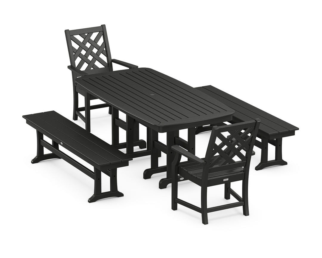 Country Living Wovendale 5-Piece Dining Set with Benches