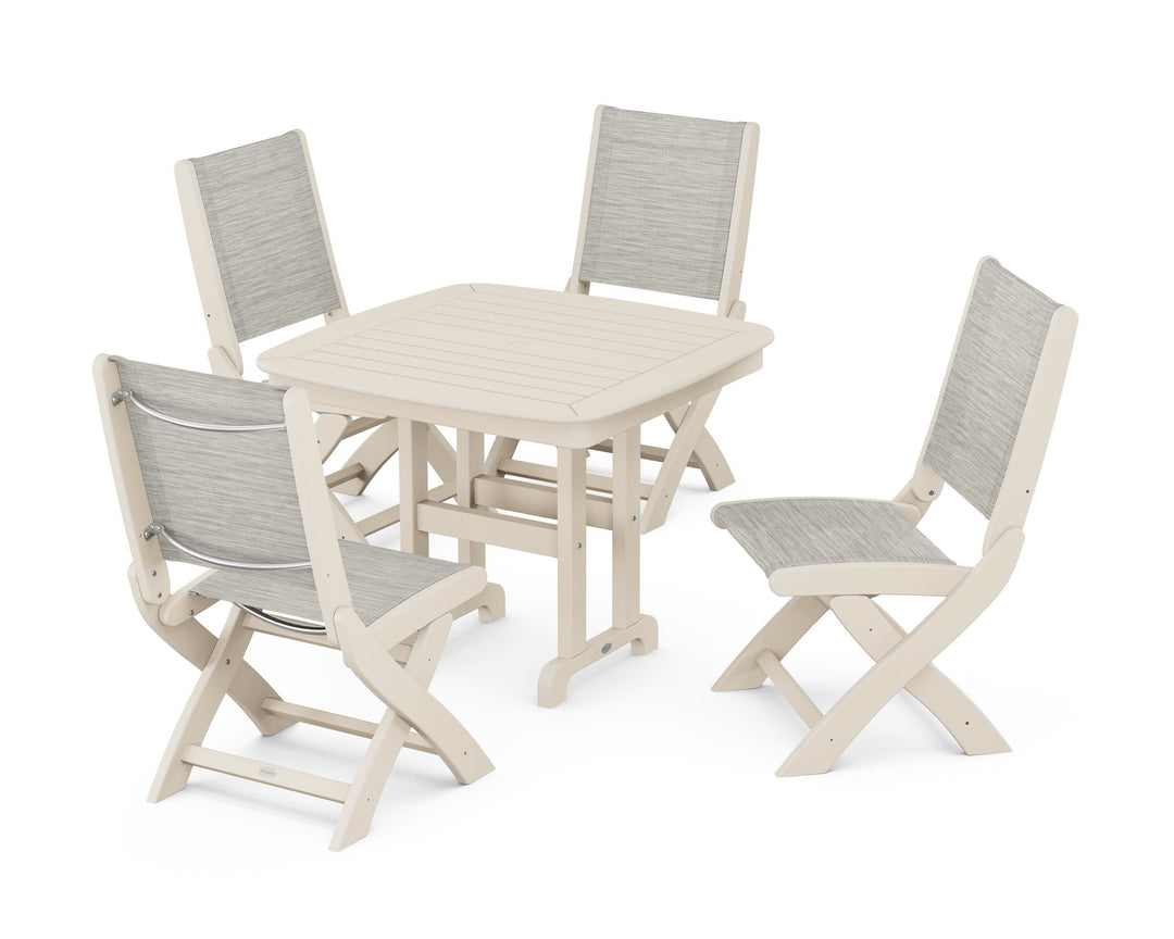 POLYWOOD® Coastal Folding Side Chair 5-Piece Dining Set