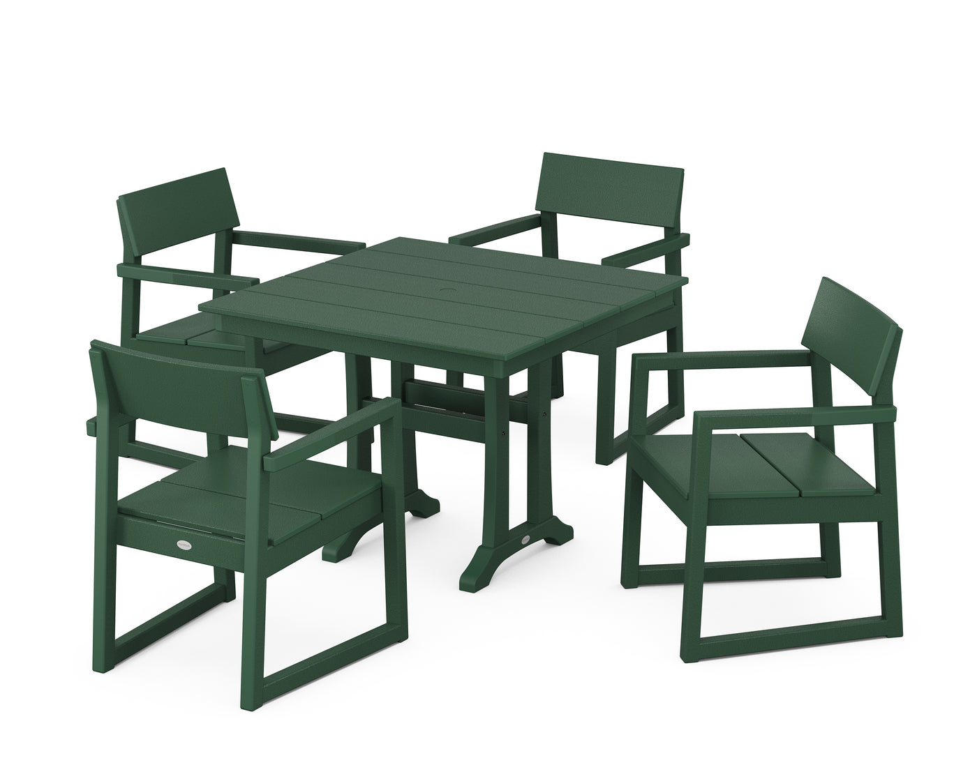 EDGE 5-Piece Farmhouse Dining Set With Trestle Legs