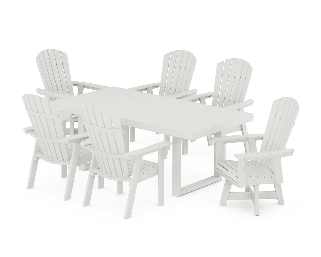 POLYWOOD® Nautical Curveback Adirondack Swivel Chair 7-Piece Dining Set
