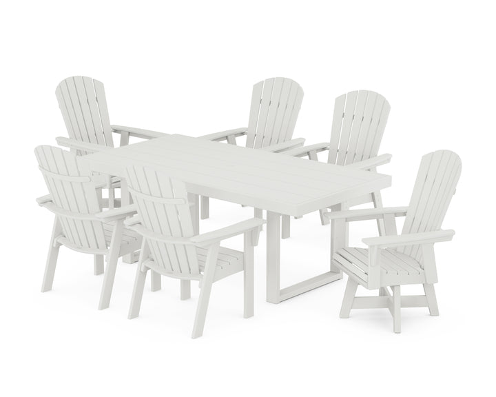 POLYWOOD® Nautical Curveback Adirondack Swivel Chair 7-Piece Dining Set