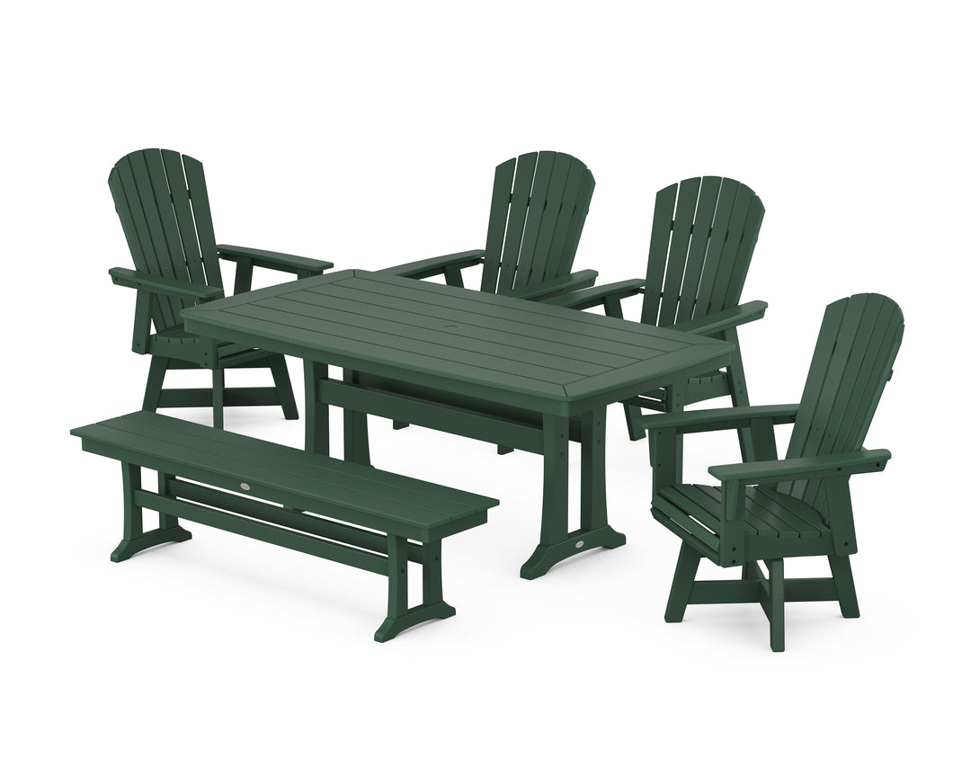 POLYWOOD® Nautical Adirondack Swivel 6-Piece Dining Set with Trestle Legs