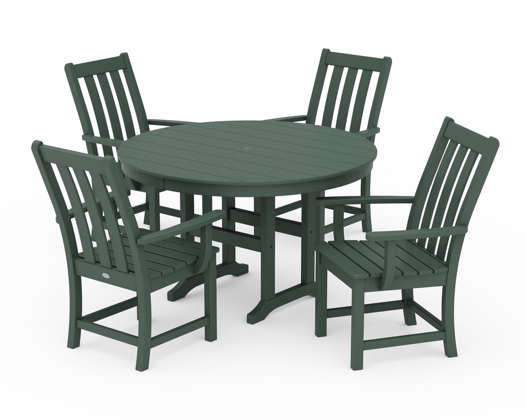POLYWOOD® Vineyard 5-Piece Round Farmhouse Dining Set