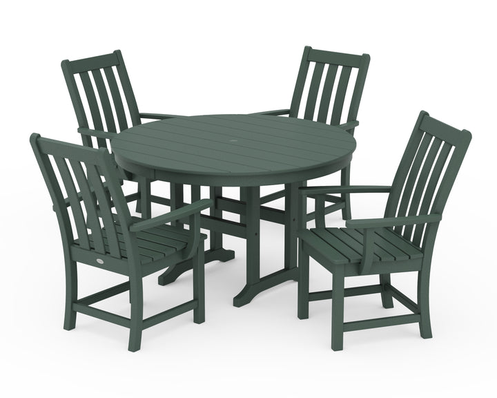POLYWOOD® Vineyard 5-Piece Round Farmhouse Dining Set