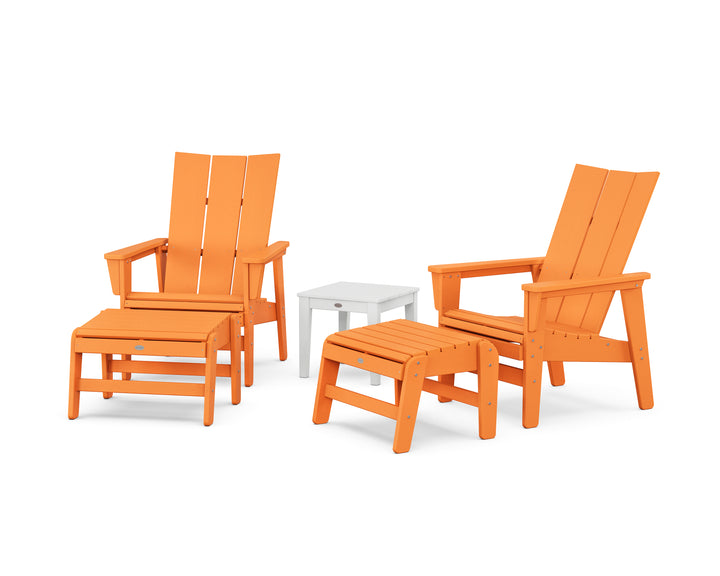 POLYWOOD® 5-Piece Modern Grand Upright Adirondack Set with Ottomans and Side Table