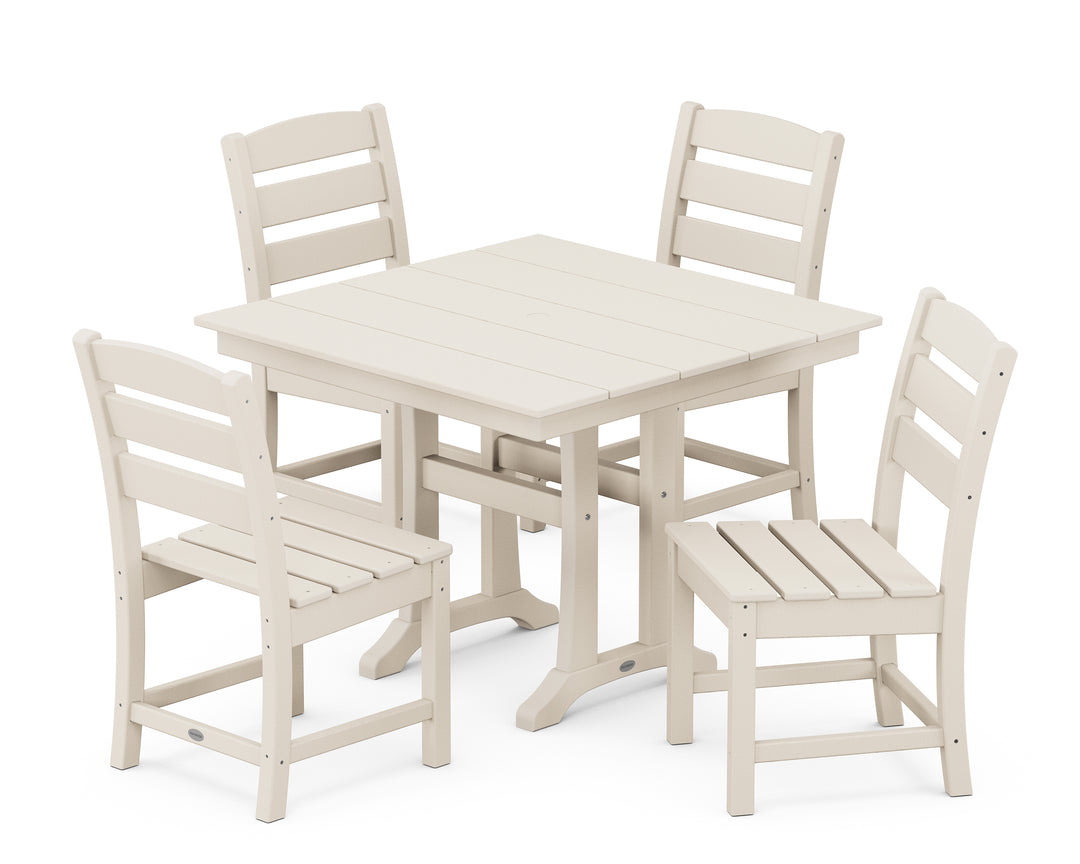 POLYWOOD® Lakeside 5-Piece Farmhouse Trestle Side Chair Dining Set