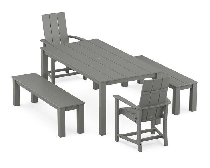 POLYWOOD® Modern Adirondack 5-Piece Parsons Dining Set with Benches