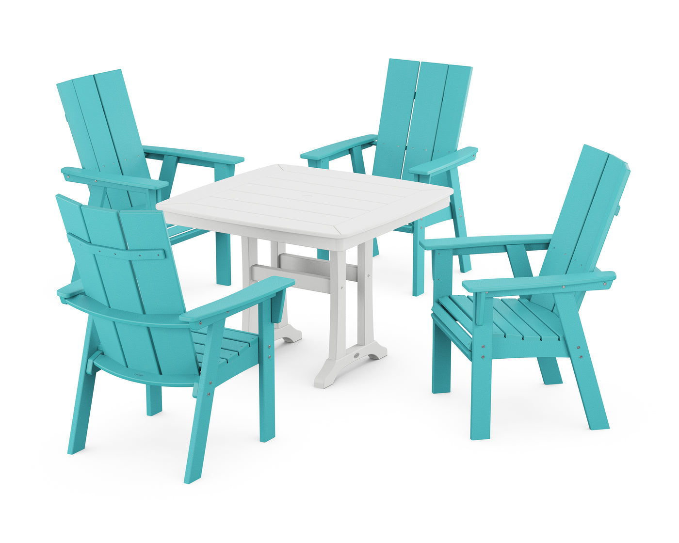 Modern Adirondack 5-Piece Dining Set with Trestle Legs