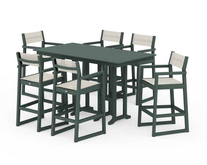 POLYWOOD® EDGE Sling Arm Chair 7-Piece Farmhouse Bar Set