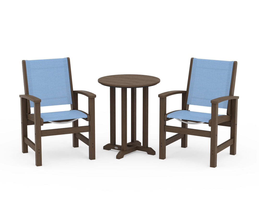 POLYWOOD® Coastal 3-Piece Round Bistro Dining Set