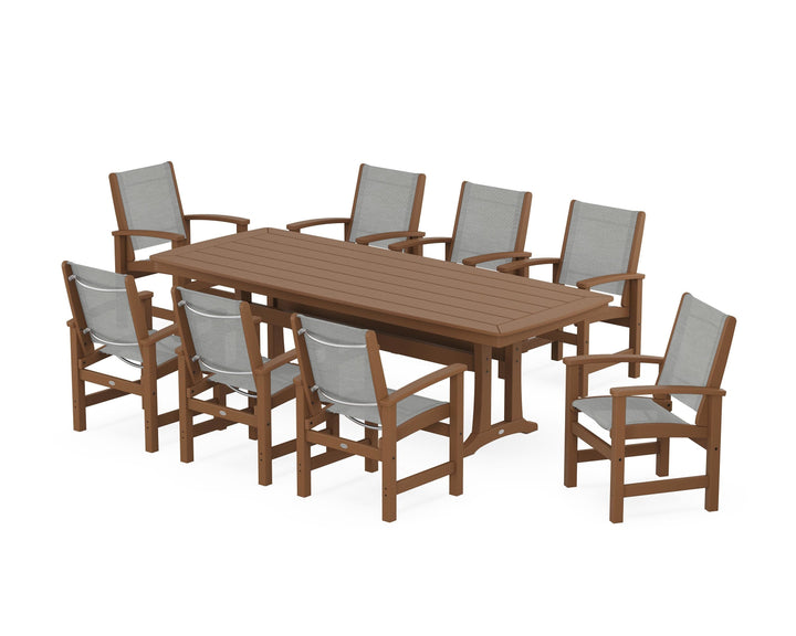 POLYWOOD® Coastal 9-Piece Dining Set with Trestle Legs