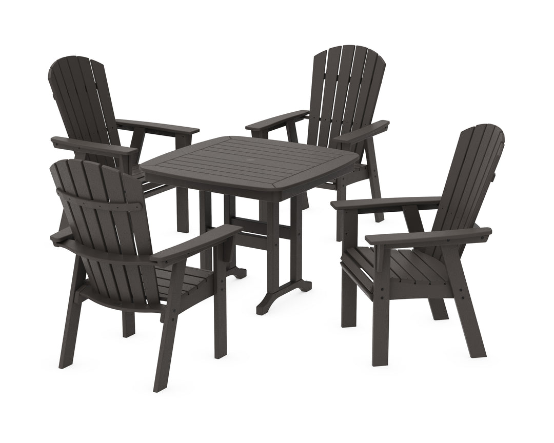 POLYWOOD® Nautical Curveback Adirondack 5-Piece Dining Set with Square Dining Table