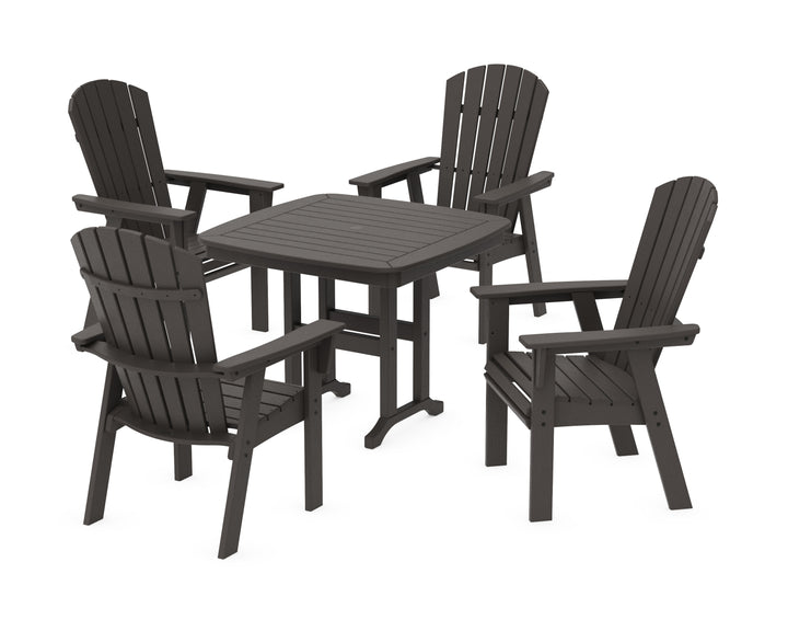 POLYWOOD® Nautical Curveback Adirondack 5-Piece Dining Set with Square Dining Table