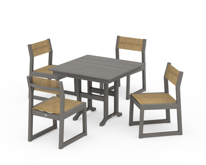 POLYWOOD® EDGE Sling Side Chair 5-Piece Farmhouse Dining Set