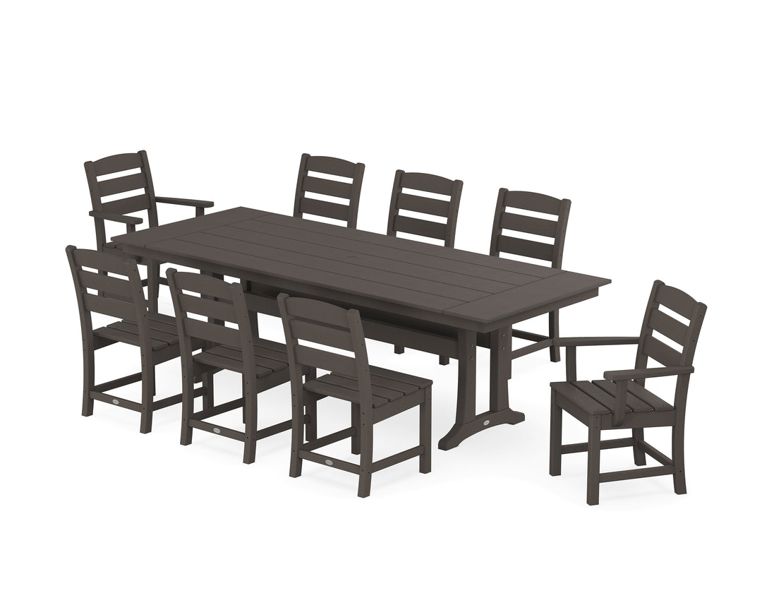 POLYWOOD® Lakeside 9-Piece Farmhouse Dining Set with Trestle Legs