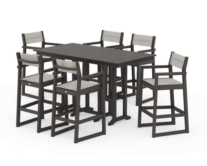 POLYWOOD® EDGE Sling Arm Chair 7-Piece Farmhouse Bar Set