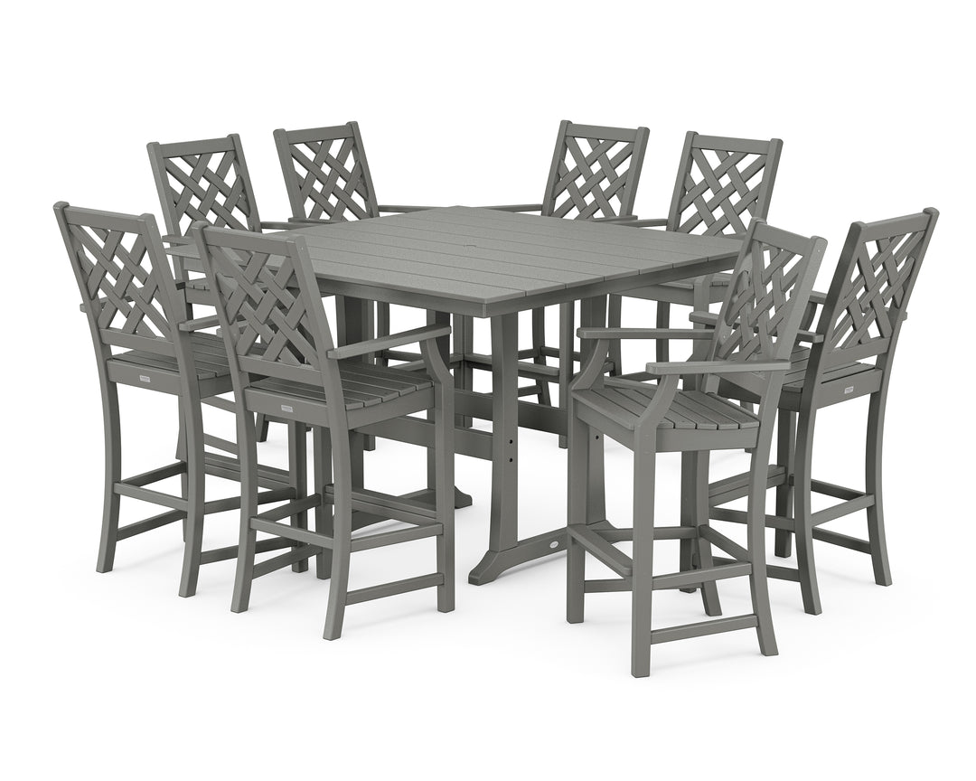 Country Living Wovendale 9-Piece Square Farmhouse Bar Set with Trestle Legs