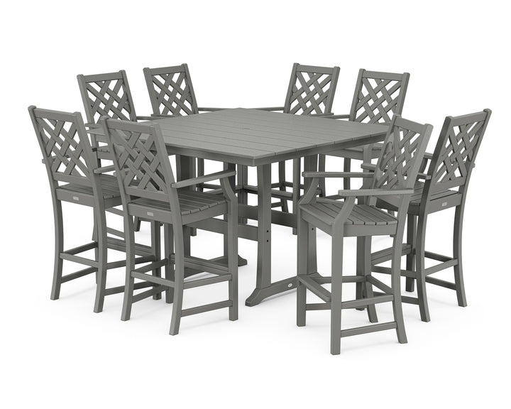 Country Living Wovendale 9-Piece Square Farmhouse Bar Set with Trestle Legs