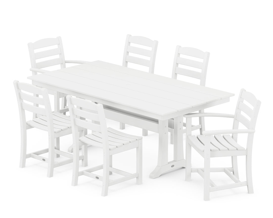 POLYWOOD® La Casa Café 7-Piece Farmhouse Dining Set with Trestle Legs