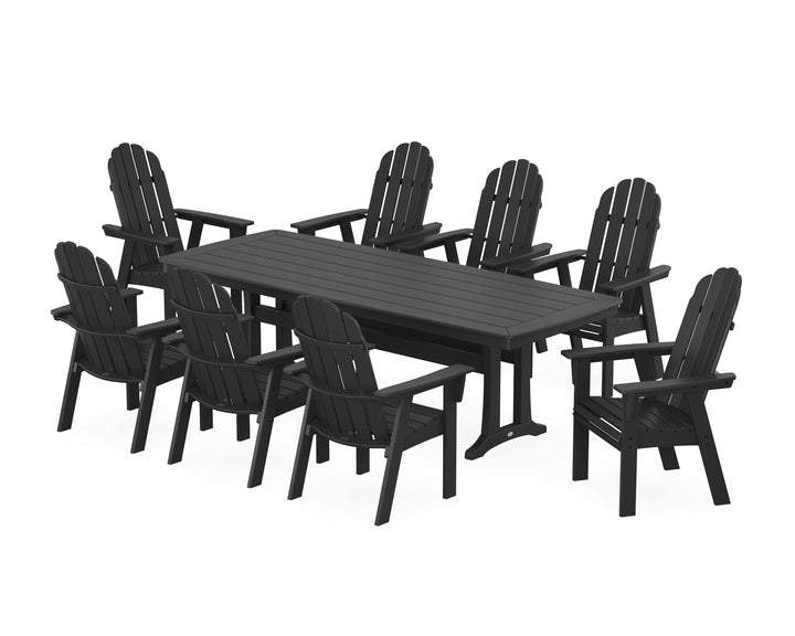 POLYWOOD® Vineyard Curveback Adirondack 9-Piece Dining Set with Trestle Legs