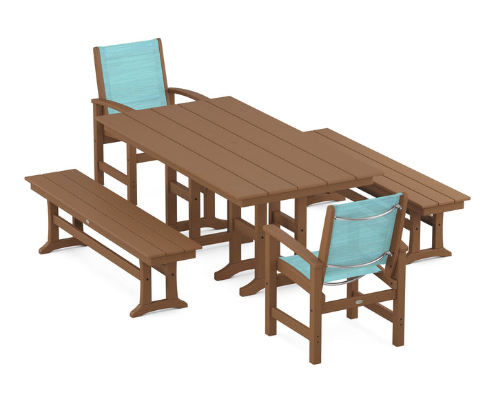 POLYWOOD® Coastal 5-Piece Farmhouse Dining Set