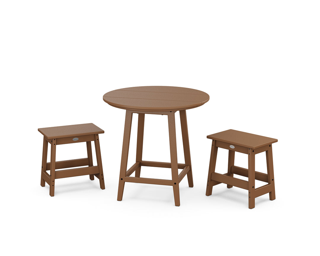 POLYWOOD® Modern Studio Stool 3-Piece Round Bistro Set
