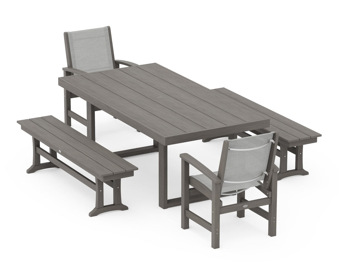 POLYWOOD® Coastal 5-Piece Dining Set with Trestle Legs