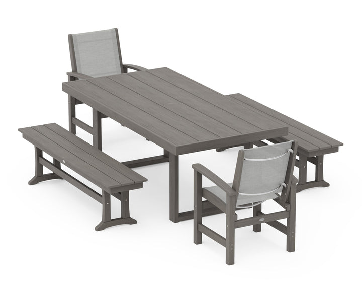 POLYWOOD® Coastal 5-Piece Dining Set with Trestle Legs