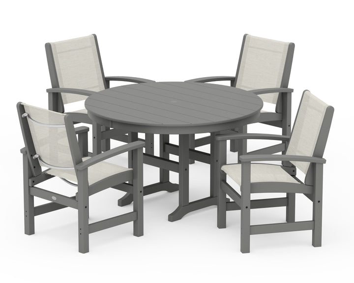 POLYWOOD® Coastal 5-Piece Round Farmhouse Dining Set