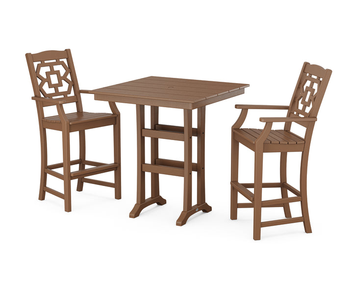 Martha Stewart by POLYWOOD® Chinoiserie 3-Piece Farmhouse Bar Set with Trestle Legs