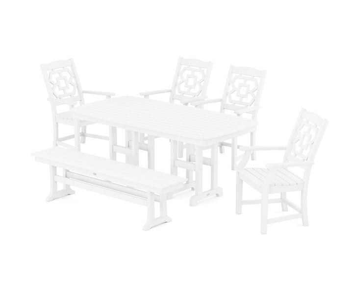 Martha Stewart by POLYWOOD® Chinoiserie 6-Piece Dining Set with Bench